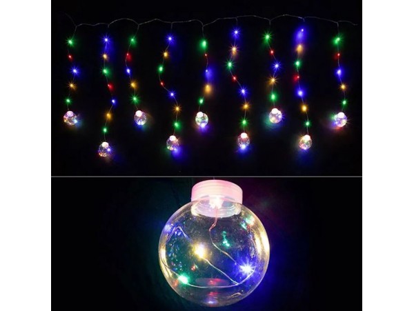 Гирлянда-бахрома 100 LED с лампочками 1,8х0,7м/10 нитей