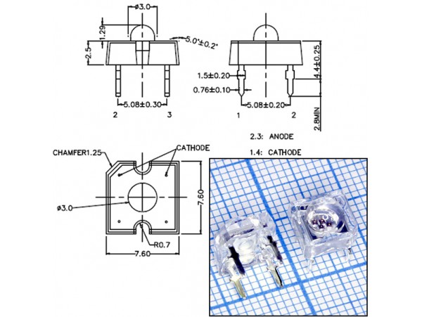LED CP41B-RDS-CL0P0EE4 красн. 7,6*7,6мм