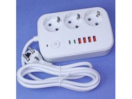 Удлин.3роз,сет.4USB+2Type-C 1,8м 10А земля