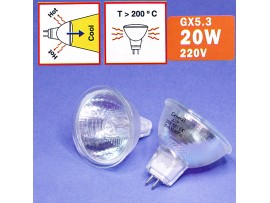 Лампа 220V 20W GX5,3 JCDR со стеклом