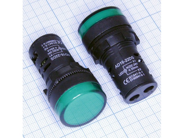 AD16-22DS 24VAC/DС LED Лампа зелёная