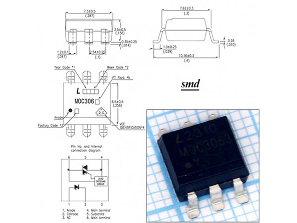 MOC3063S Оптопара  SMD