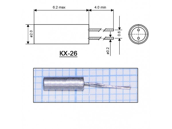 КВАРЦ 32,768 кГц KX-26T (цилиндр)