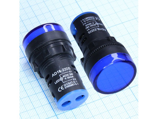 AD16-22DS 24VAC/DC LED Лампа синяя