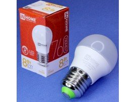 Лампа 220V 8W E27 3000K LED шар InHome