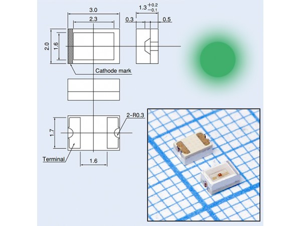LED CHIP SML-010PT G (1208) зелёный
