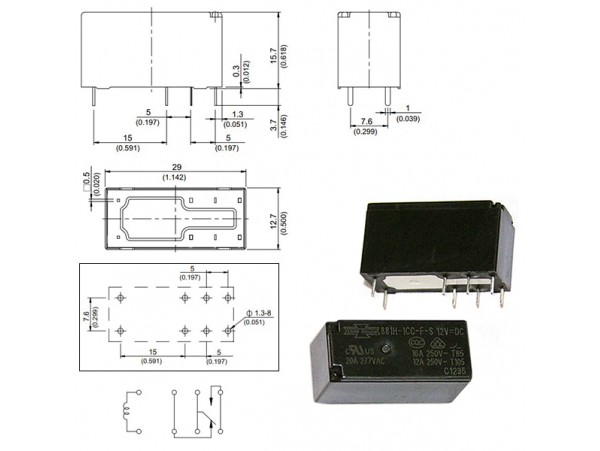 Реле 12VDC 881H-1CC-F-S 1C 20A/277VAC