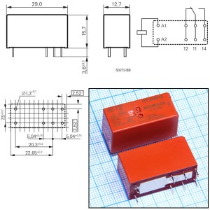 Реле 12VDC RT314012 1C 16A/250VAC
