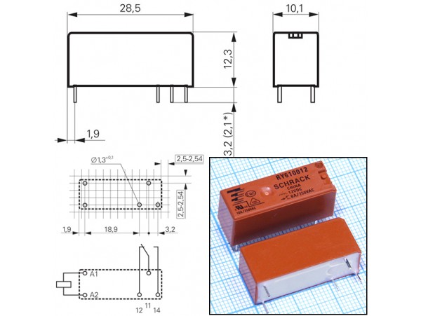 Реле 12VDC RY610012 1C 8A/250VAC Schrack