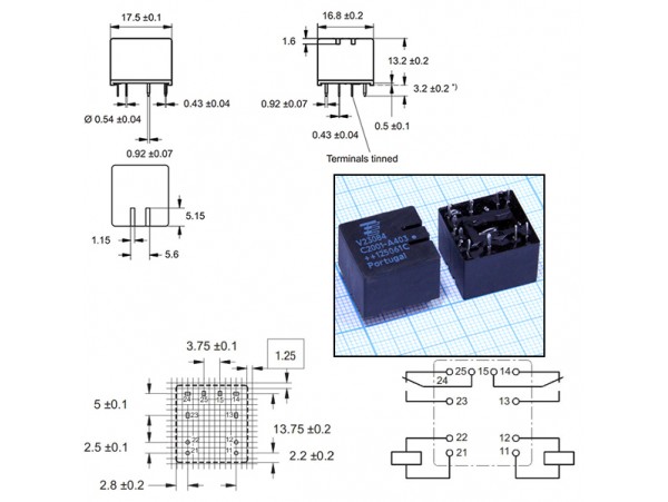 Реле 12VDC V23084C2001-A403 2C 30A/13,5VDC TYCO
