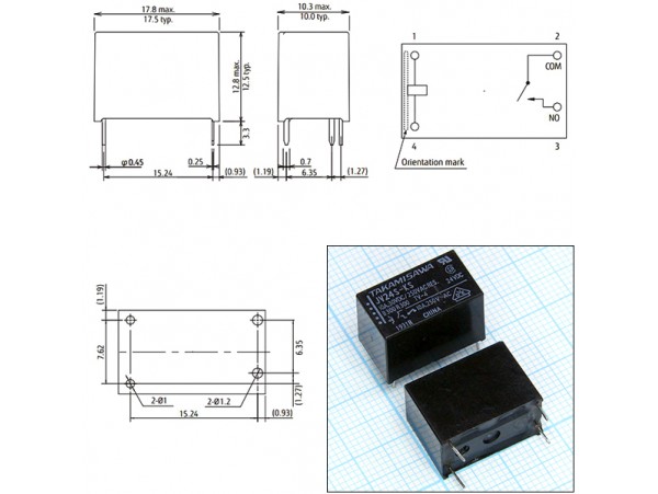 Реле 24VDC JV24S-KS 1A 10A/250VAC