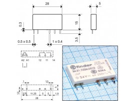 Реле 24VDC 345170240010 1C 6A/250VAC Finder
