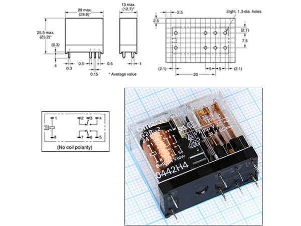 Реле 24VDC G2R-2 2C 5A/250V
