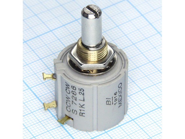 Резистор 1,0 кОм под гайку 7286 R1K L=25 многооборотный