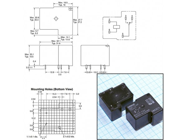 Реле 12VDC G8P1C4P 1C 10A/250VAC