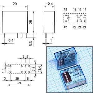 Реле 24VDC 405290240000 2C 8A/250VAC Finder