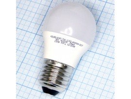 Лампа 220V 7W E27 4000K LED холодный  шар G45