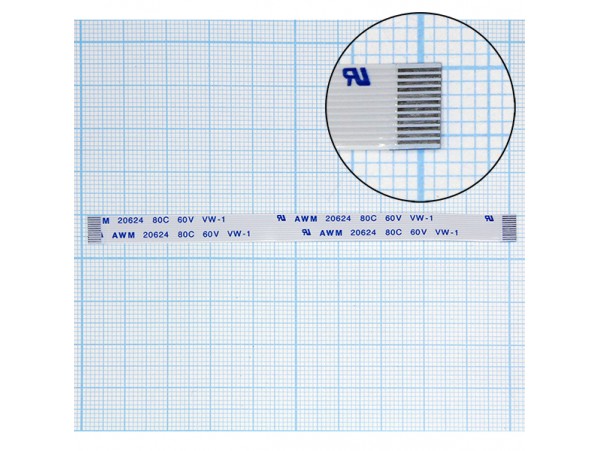 Шлейф 12pin 100x7 шаг 0,5мм, прямой