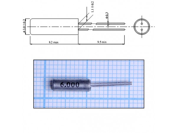 КВАРЦ 6,000 МГц (цилиндр)