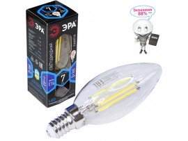 Лампа 220V 7W E14 6400K LED свеча филамент. Эра