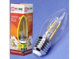 Лампа 220V 5W E27 3000K LED филамент InHome