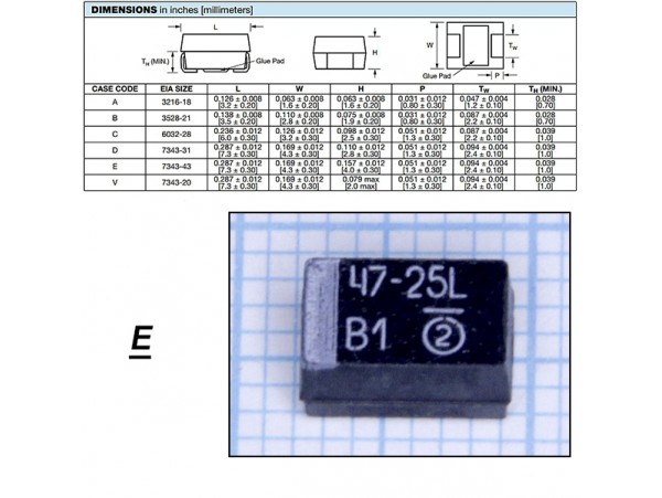 Конд.47/25V тант. E Low ESR