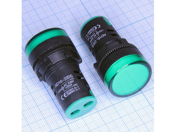 AD16-22DS 220VAC LED Лампа зеленая