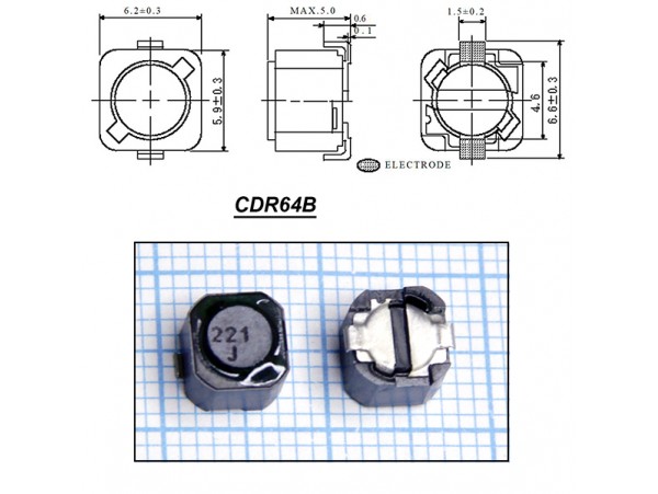 CDRH64BNP-221MC 220мкГн/0,29А дроссель SMD
