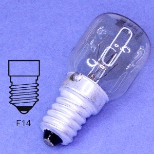 Лампа 220V 15W E14 для духовок, печей 300°C 25х56мм