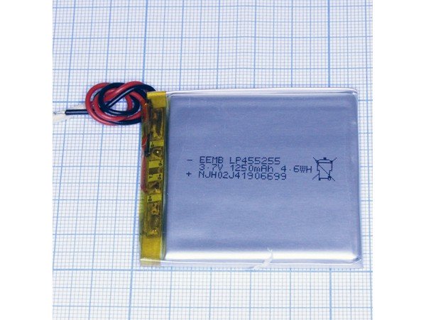 LP455255-PCM-LD Аккумулятор 3.7V 1250mAh  Li-pol