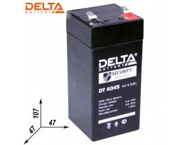 Аккумулятор 4V/4,5Ah DT4045(47) DELTA 47x47х107