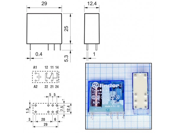 Реле 110VDC 406191100001 1C 16A/230VDC Finder