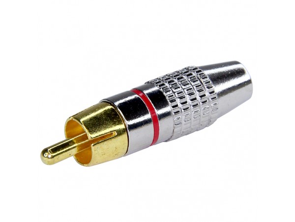 RCA вилка Ni/G красная маркировочная полоса