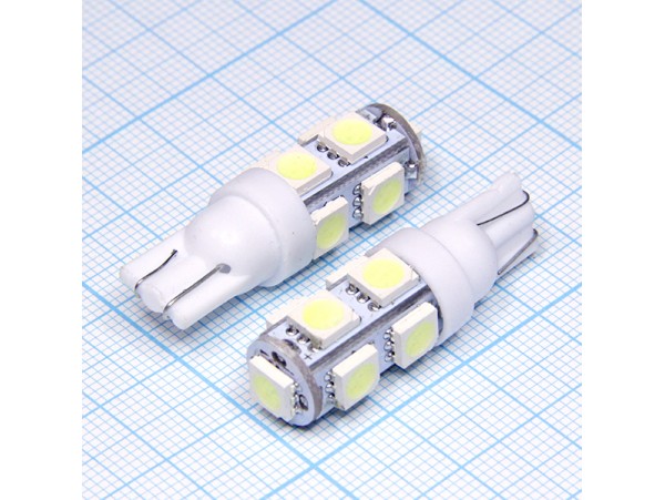 T10 9 white 5050 smd 180° LED лампа