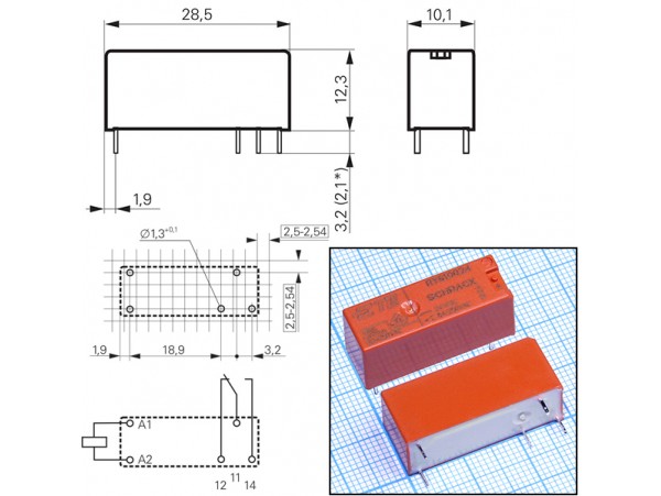 Реле 24VDC RY610024 1C 8A/250VAC Schrack