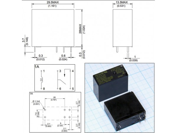 Реле 24VDC 793-P-1A 16A/250VAC