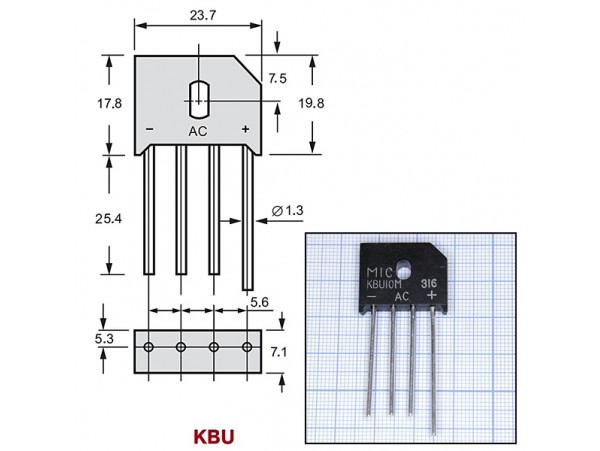 KBU10M[KBU1010] (10A/1000V) Диодный мост