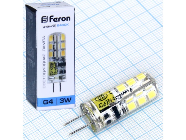 Лампа 12V 3W G4 6400K LED Feron