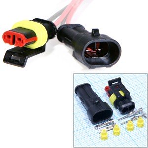 DJ7021 разъем а/м брызгозащищенный 2pin комплект M+F