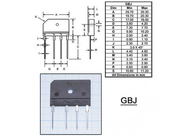 GBJ2510 (1000V/25A) диодный мост