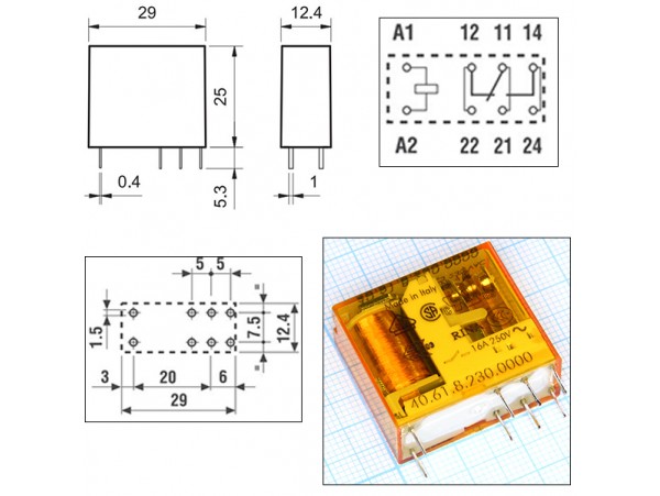Реле 230VAC 406182300000 1C 16A/250VAC Finder