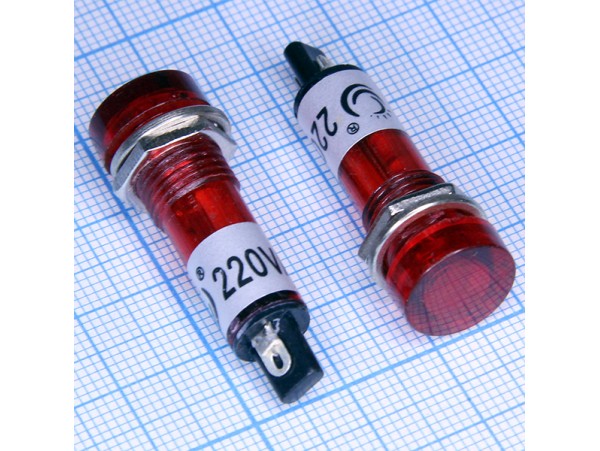 N-805 R 220V Лампа неоновая красная d=12,5 мм