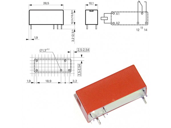 Реле 48VDC RY211048 1C 8A/250VAC Schrack