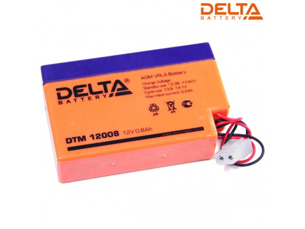 Аккумулятор 12V/0.8Ah DELTA DTM12008 96x25x62 мм