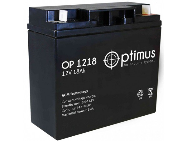 Аккумулятор 12V/18Ah OP[AP]1218 (167х181х76мм) Optimus