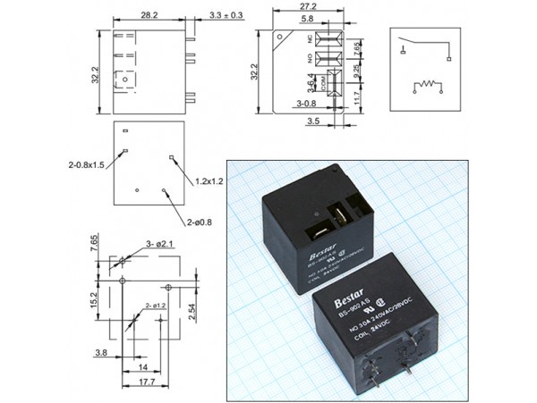 Реле 24VDC BS902AS 1A 30A/28VDC