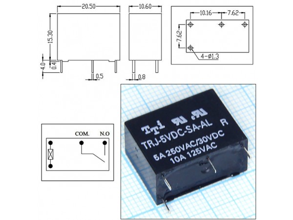 Реле 5VDC TRJ-5VDC-SA-AL  1A 5A/250VAC