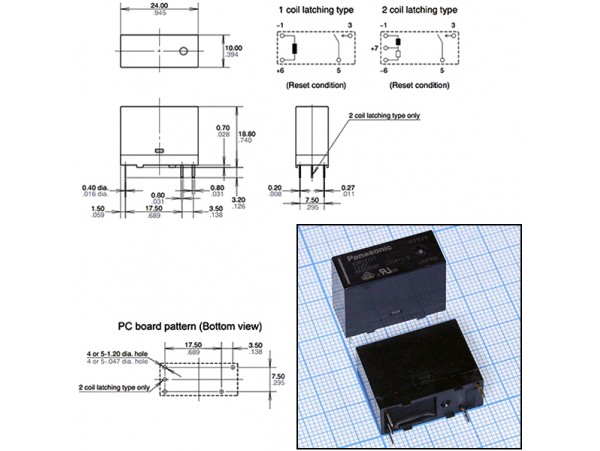 Реле 12VDC ADW1212T 1A 8A/250VDC