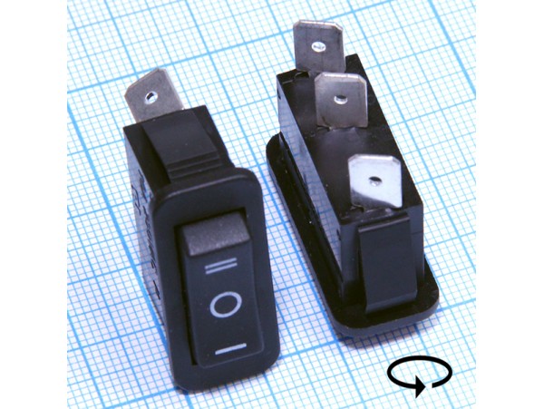 RS-123-11C 250V/10A (on)-off-(on) чёрный переключатель