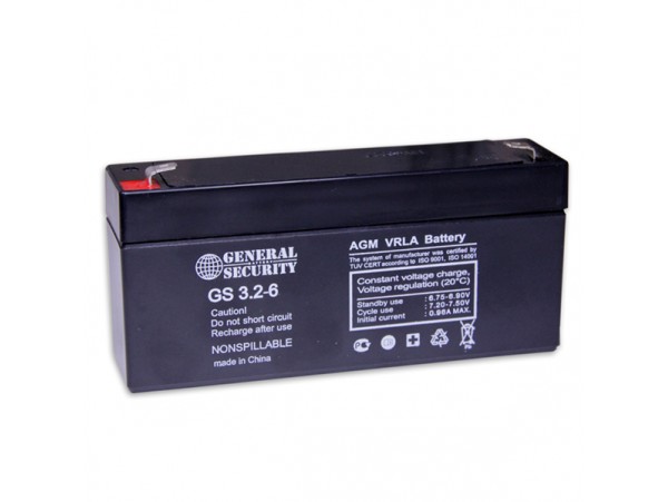 Аккумулятор 6V/3,2 Ah GS 3.2-6 Gen. Sec. (135х35х60)